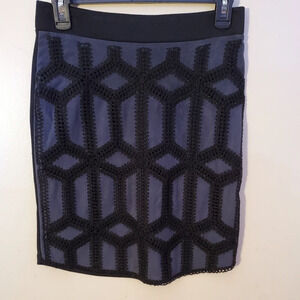 H&M skirt faux suede with crochet black with blue purple NWT size S
